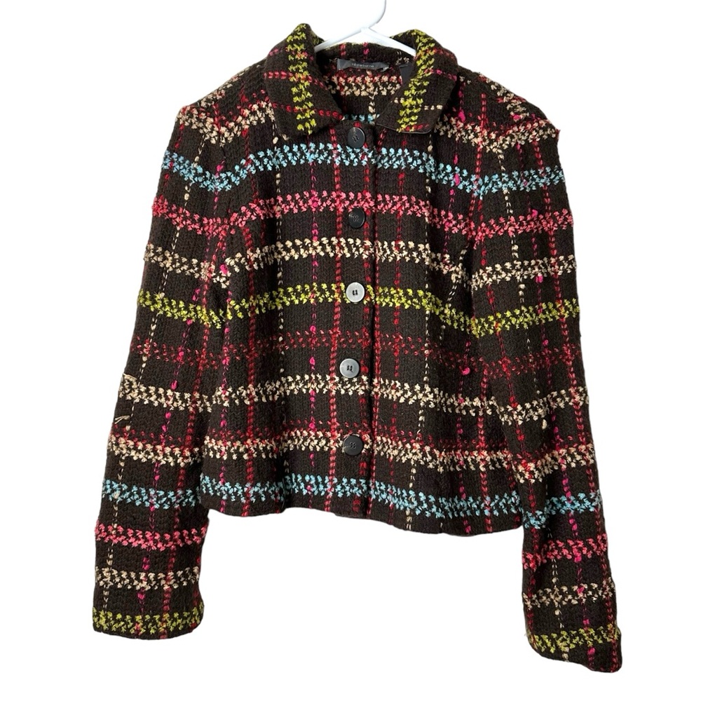 Liz Claiborne Colorful Striped‎ Lined Long Sleeve Blazer Button Jacket Medium